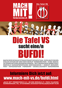 Plakat Bufdi gesucht Tafel Villingen-Schwenningen